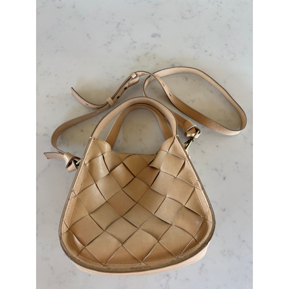 Madewell Woven Leather Crossbody Bag Tan Beige NE434 Basketweave Crossbody